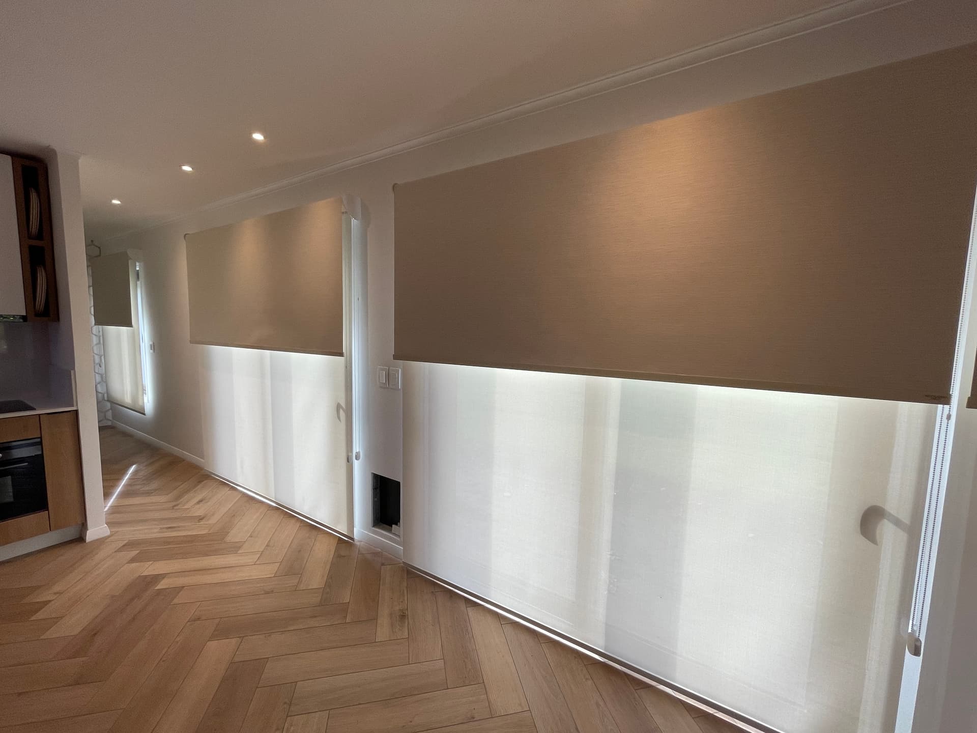 Elegant interior with roller blinds